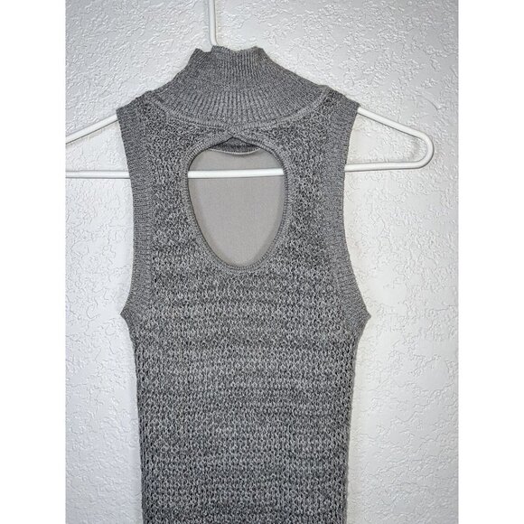 ALI & Jay Cutout Bodycon Sleeveless Mini Knit Dress High Neckline Gray XS (1A) - Picture 10 of 11